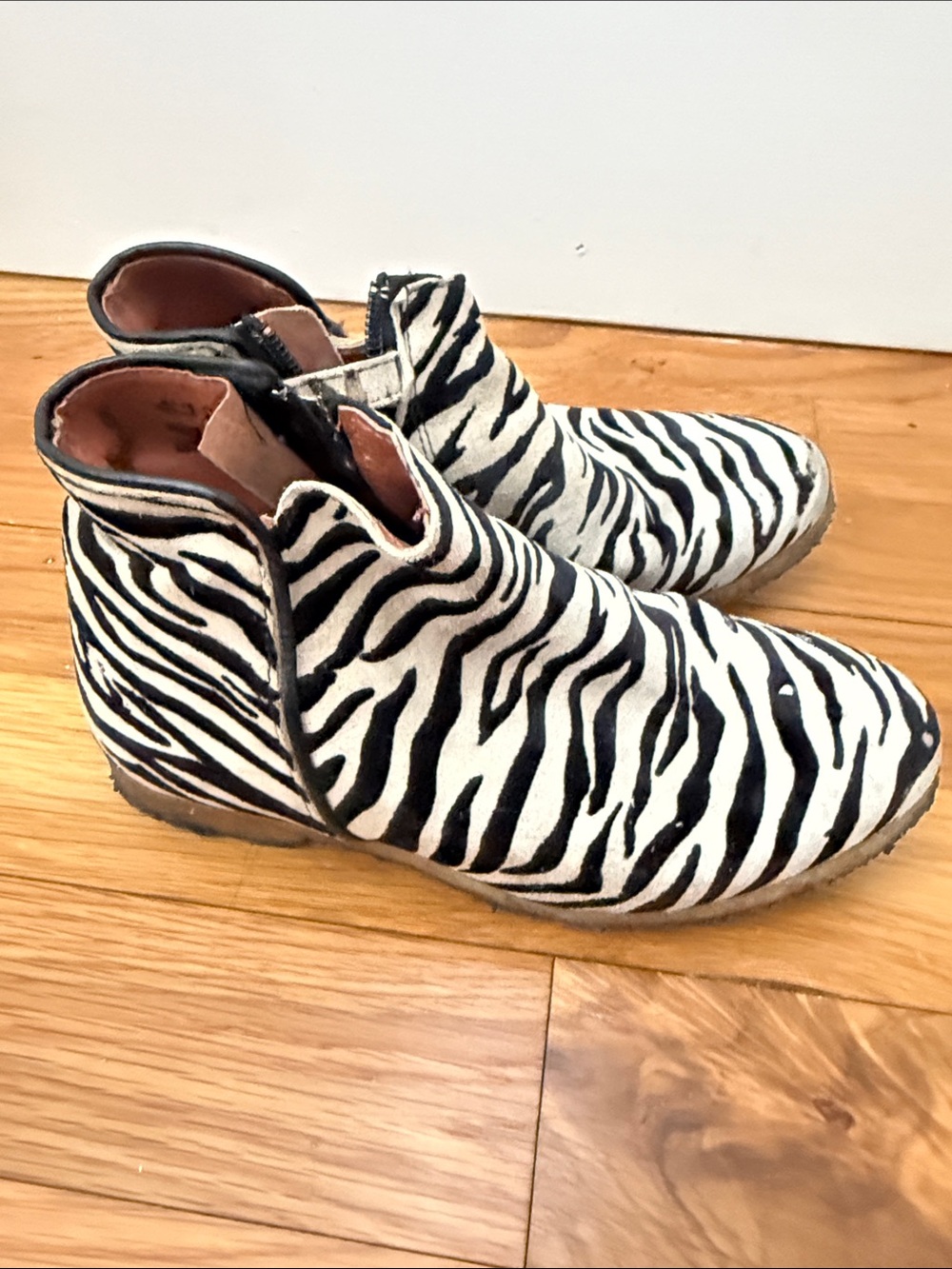 Leather Zebra Girls Boots